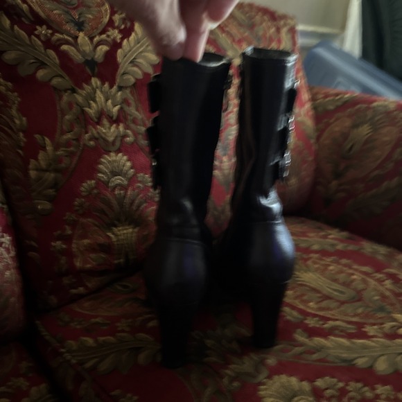 Xelement Black Triple leather Buckle Block Heel Zip Moto Boots Sz 7.5 Lu8001 - Picture 9 of 9